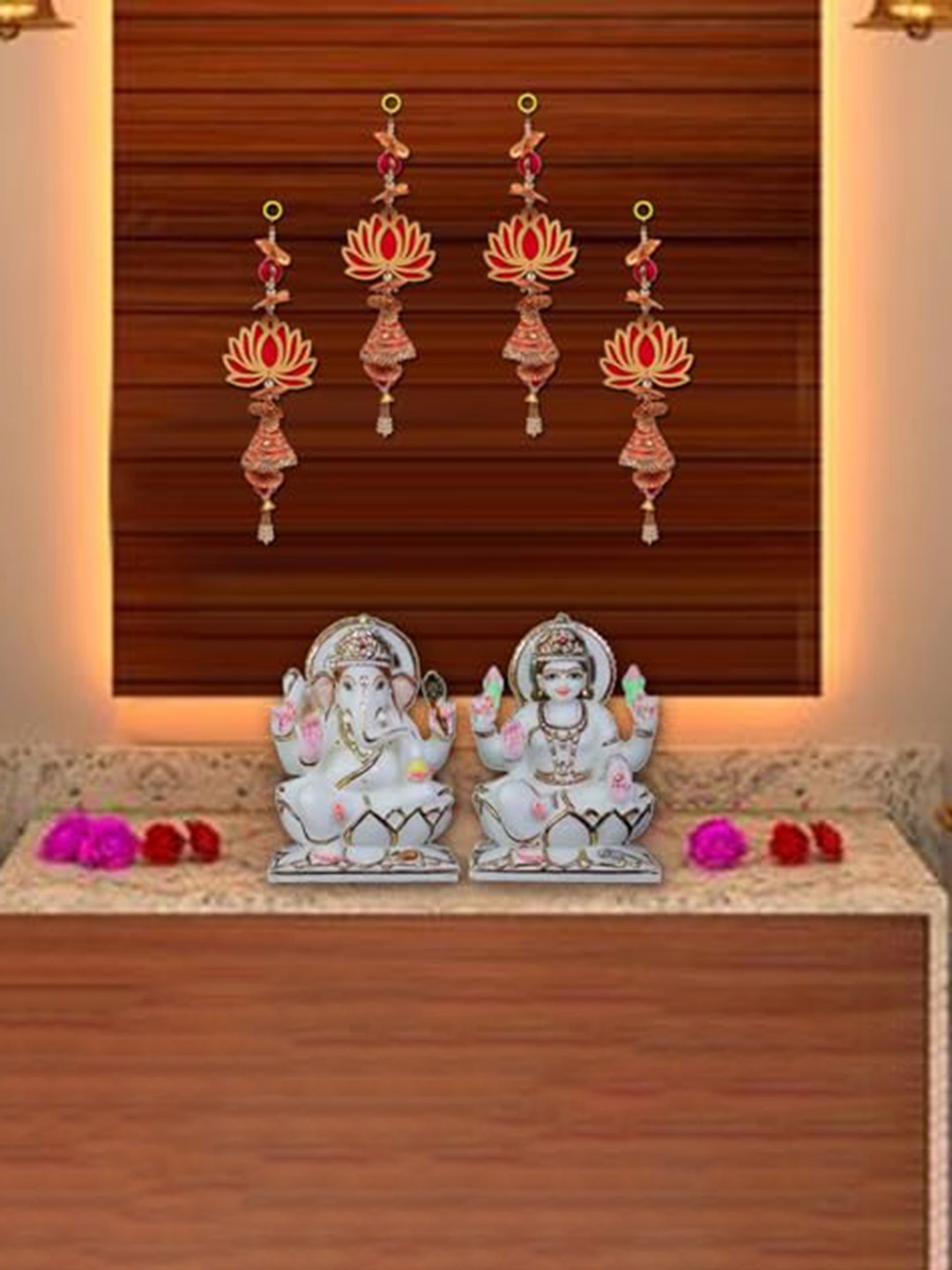 

Perpetual Red & Gold Toned Lotus Wall Hanging Latkan