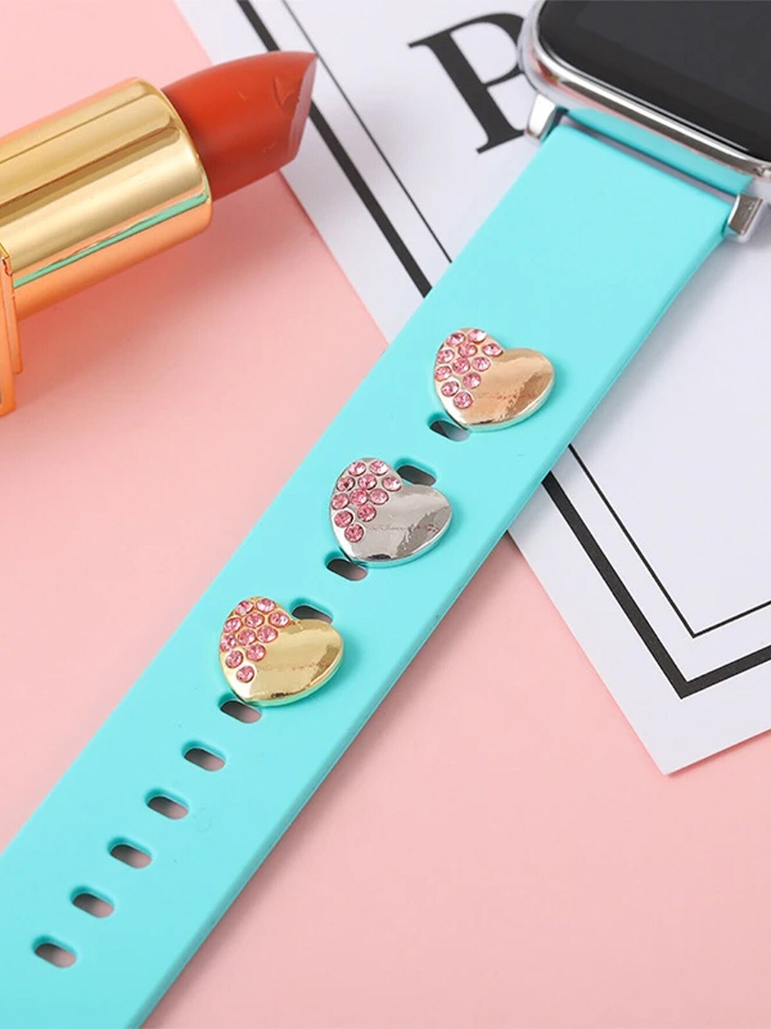 

Yellow Chimes Heart Designed Watch Charms, Multi