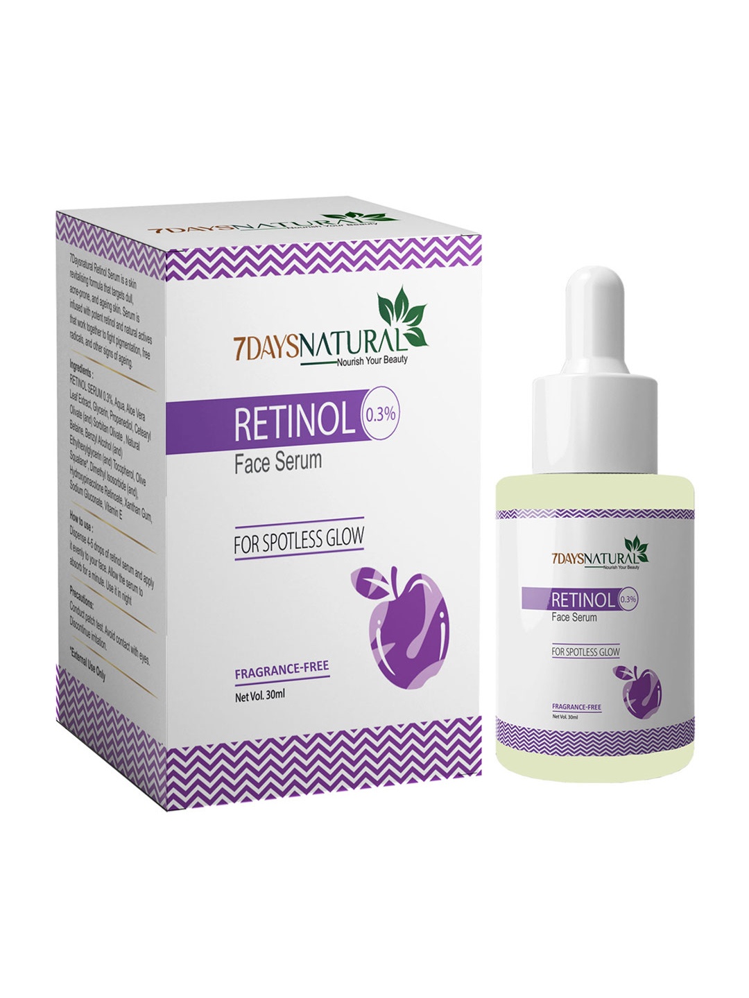

7 DAYS Anti Aging Retinol Serum For Smoothing Fine Lines & Skin Brightening - 30ml, Tan