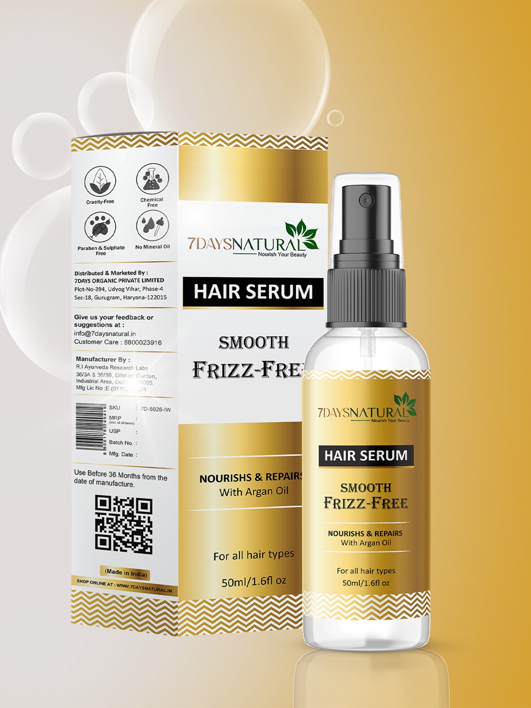 

7 DAYS Feel Of Nature Natural Protine Hair Serum - 50ml, Tan