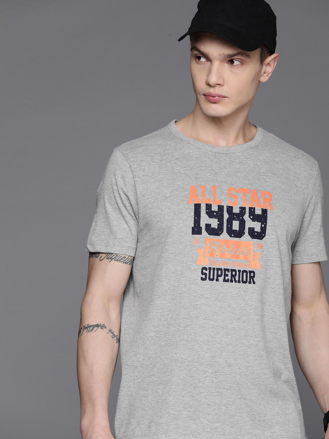 

HRX by Hrithik Roshan Men Typography Printed Regular Fit T-shirt, Grey