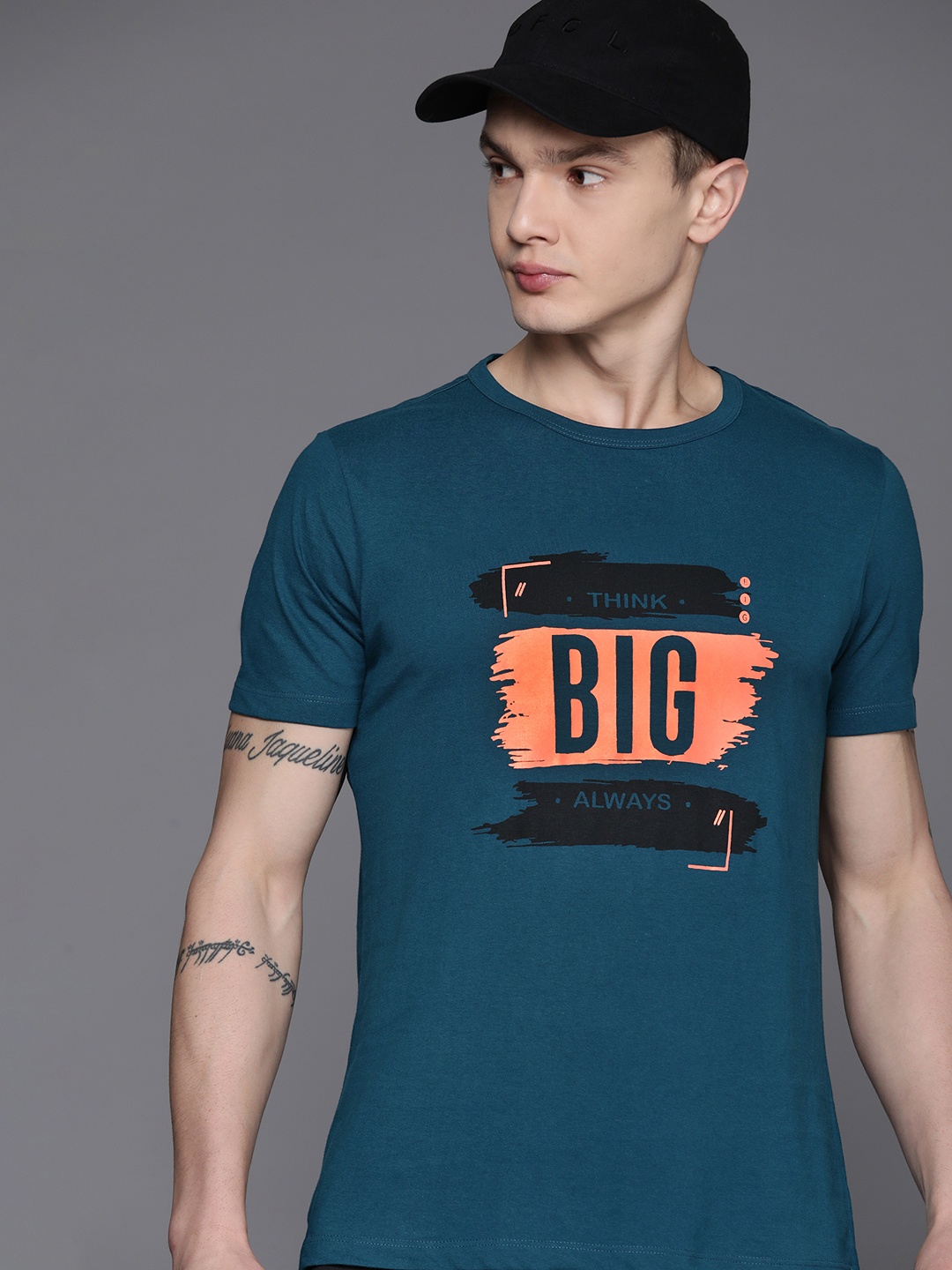 

HRX by Hrithik Roshan Men Typography Printed Regular Fit T-shirt, Teal