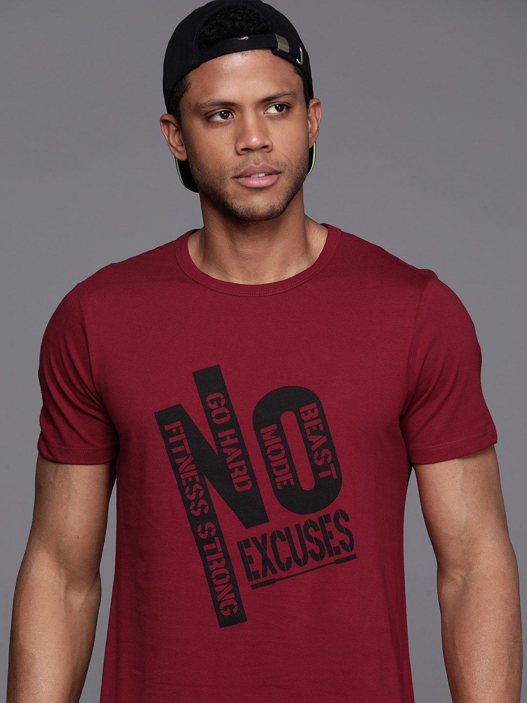 

HRX by Hrithik Roshan Men Typography Printed Pure Cotton T-shirt, Red