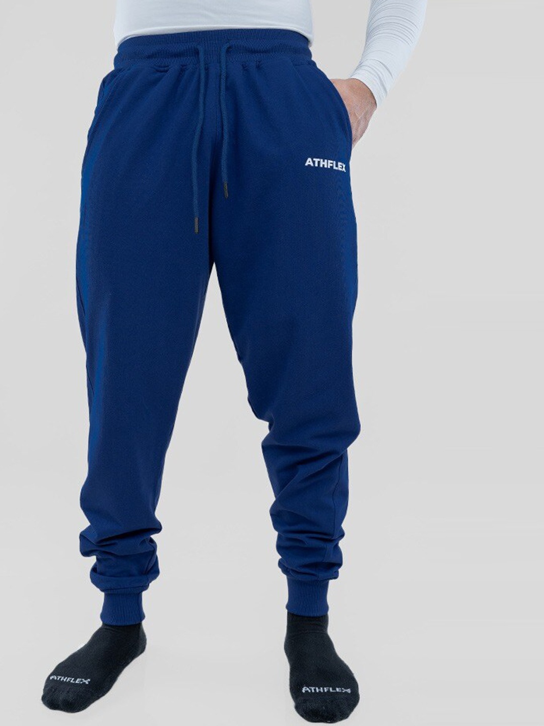 

Athflex Men Mid-Rise Joggers, Navy blue