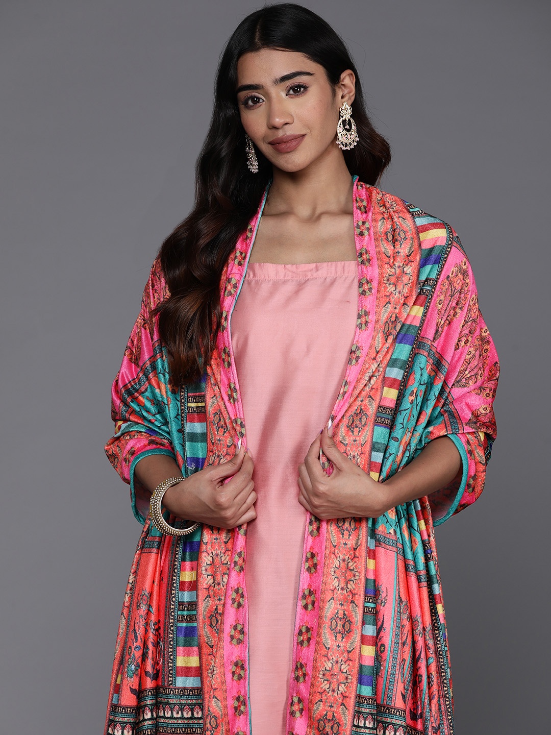 

Varanga Ethnic Motifs Printed Velvet Shawl, Multi