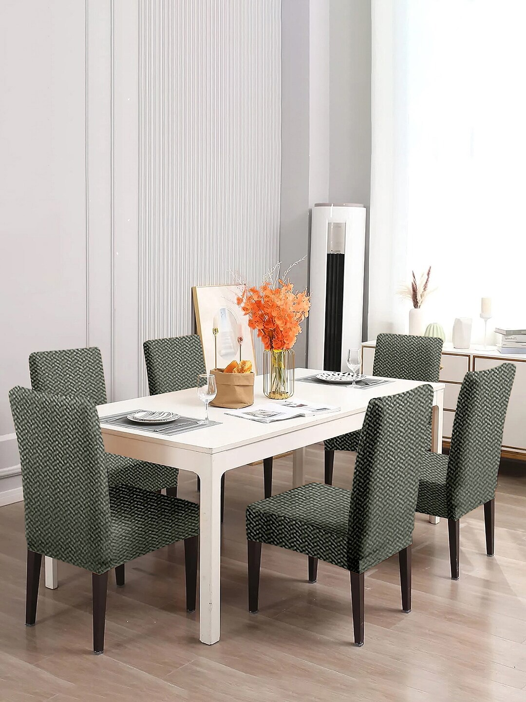 

Cortina Green 6 Pieces Textured Chair Covers