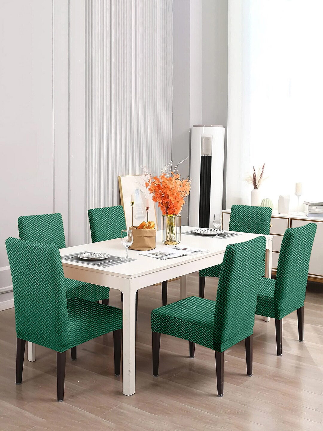 

Cortina Green 6 Pieces Printed Comfortable Dining Chair Cover