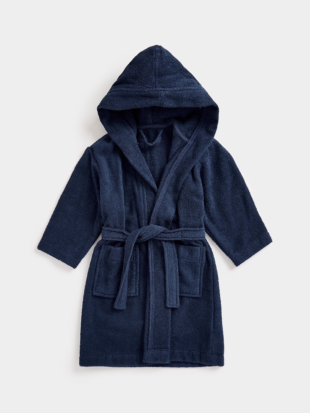 

mothercare Girls Hooded 380 GSM Pure Cotton Bath Robe, Blue