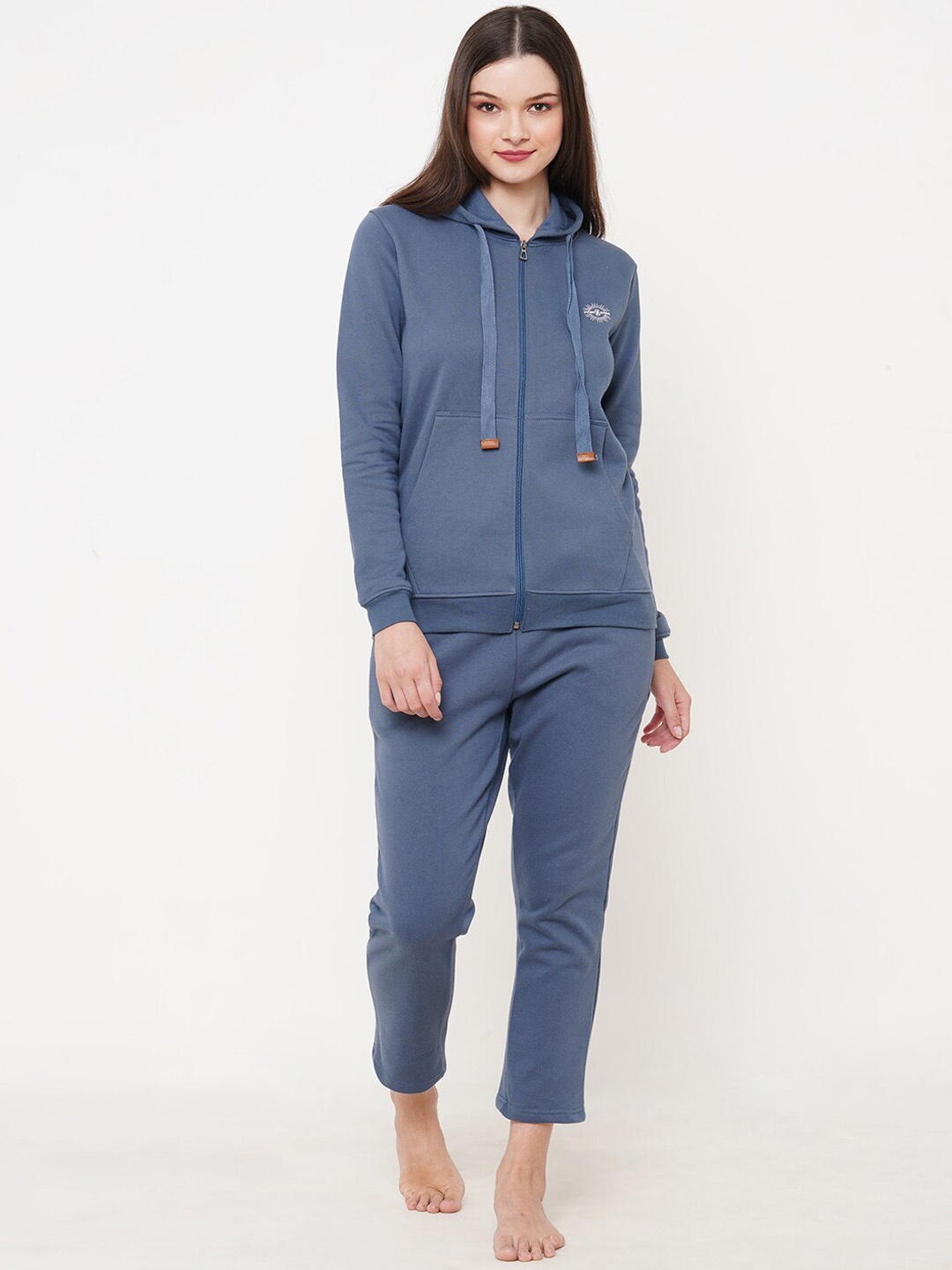 

Inner Sense Hooded Organic Cotton Night Suit, Blue