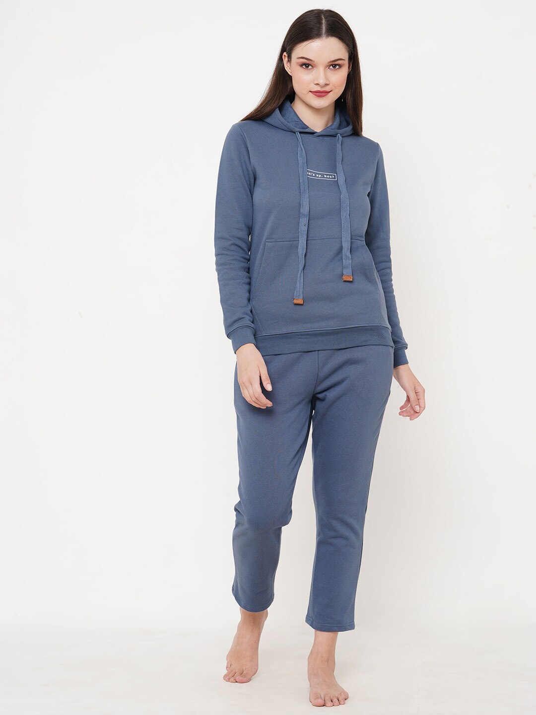 

Inner Sense Typography Printed Organic Cotton Night Suit, Blue