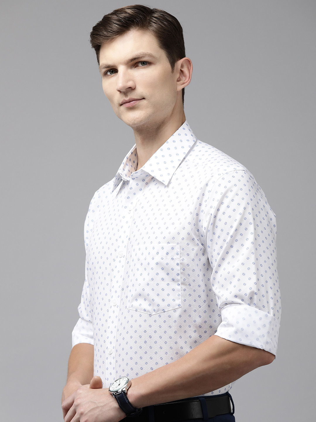 

Park Avenue Pure Cotton Printed Formal Shirt, White