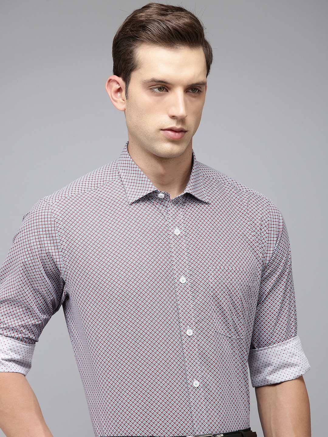 

Park Avenue Pure Cotton Printed Formal Shirt, Red