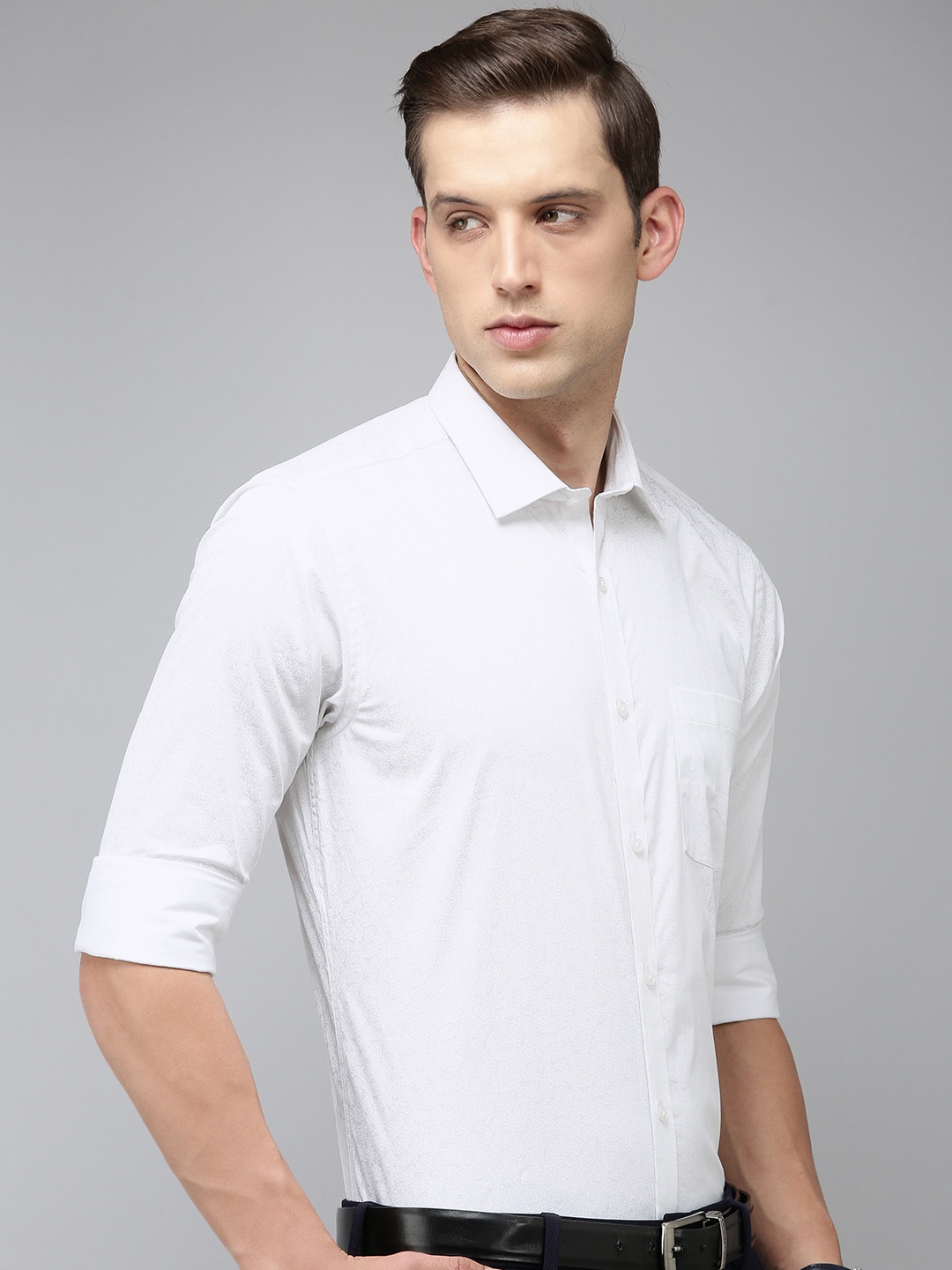 

Park Avenue Men Slim Fit Floral Opaque Printed Pure Cotton Formal Shirt, White