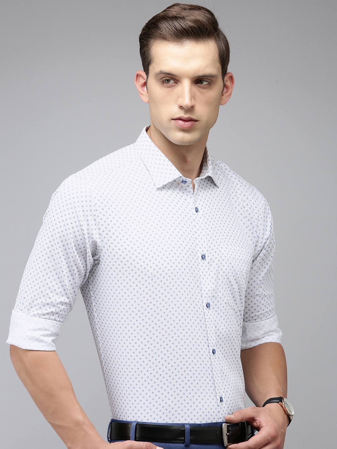 

Park Avenue Men Pure Cotton Slim Fit Printed Formal Shirt, White