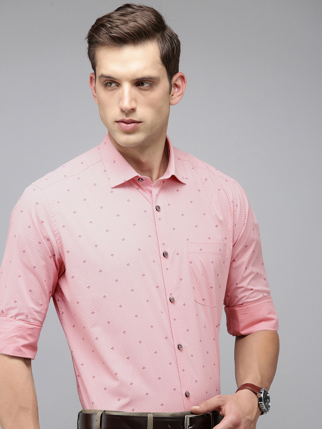 

Park Avenue Men Pure Cotton Printed Formal Shirt, Pink