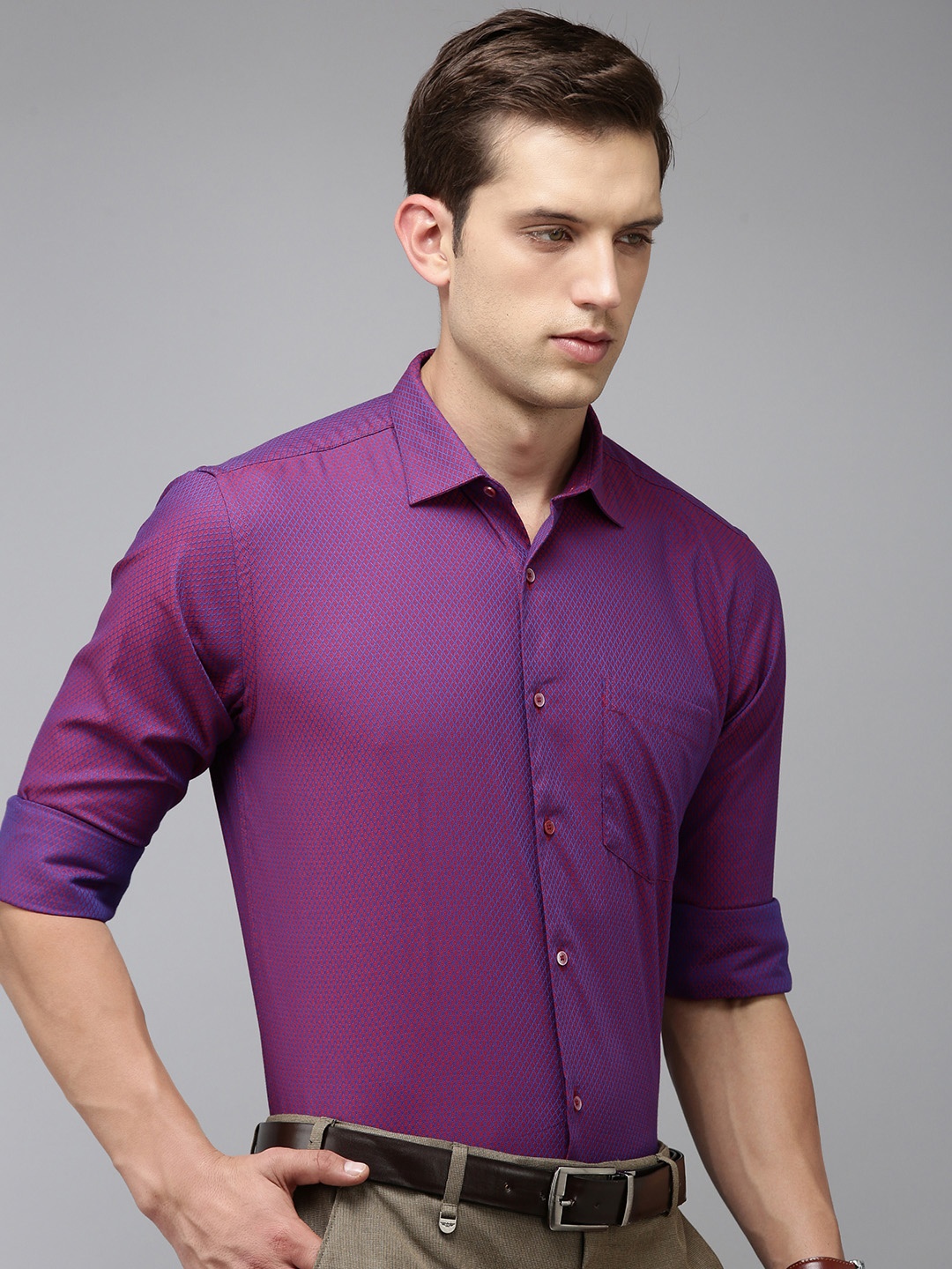 

Park Avenue Men Slim Fit Pure Cotton Formal Shirt, Violet