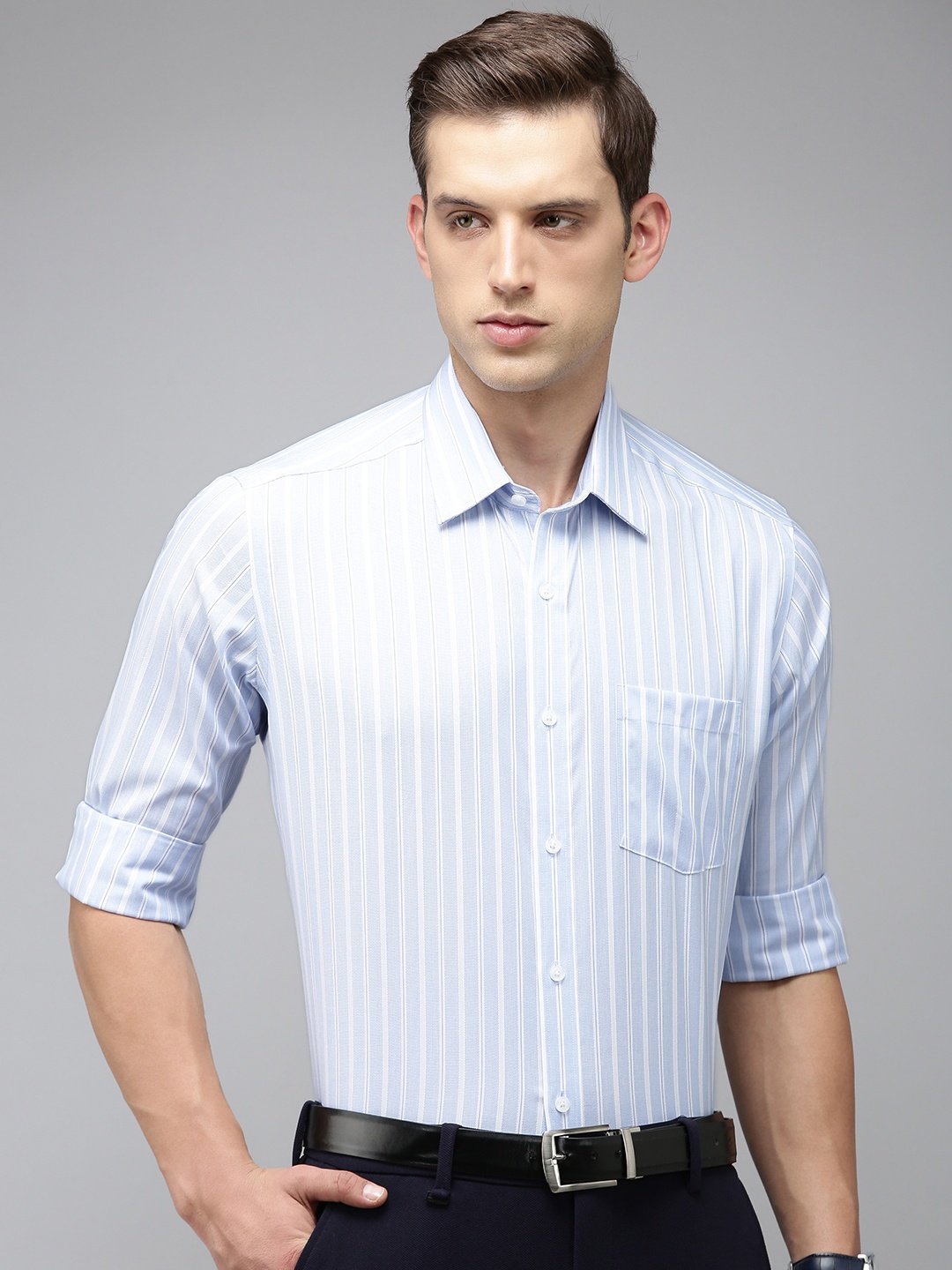 

Park Avenue Striped Pure Cotton Formal Shirt, Blue