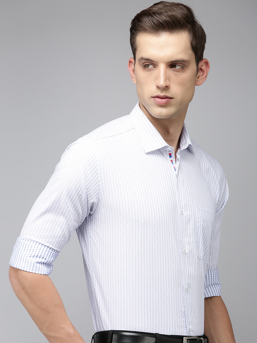 

Park Avenue Pure Cotton Self Design Textured Formal Shirt, Blue