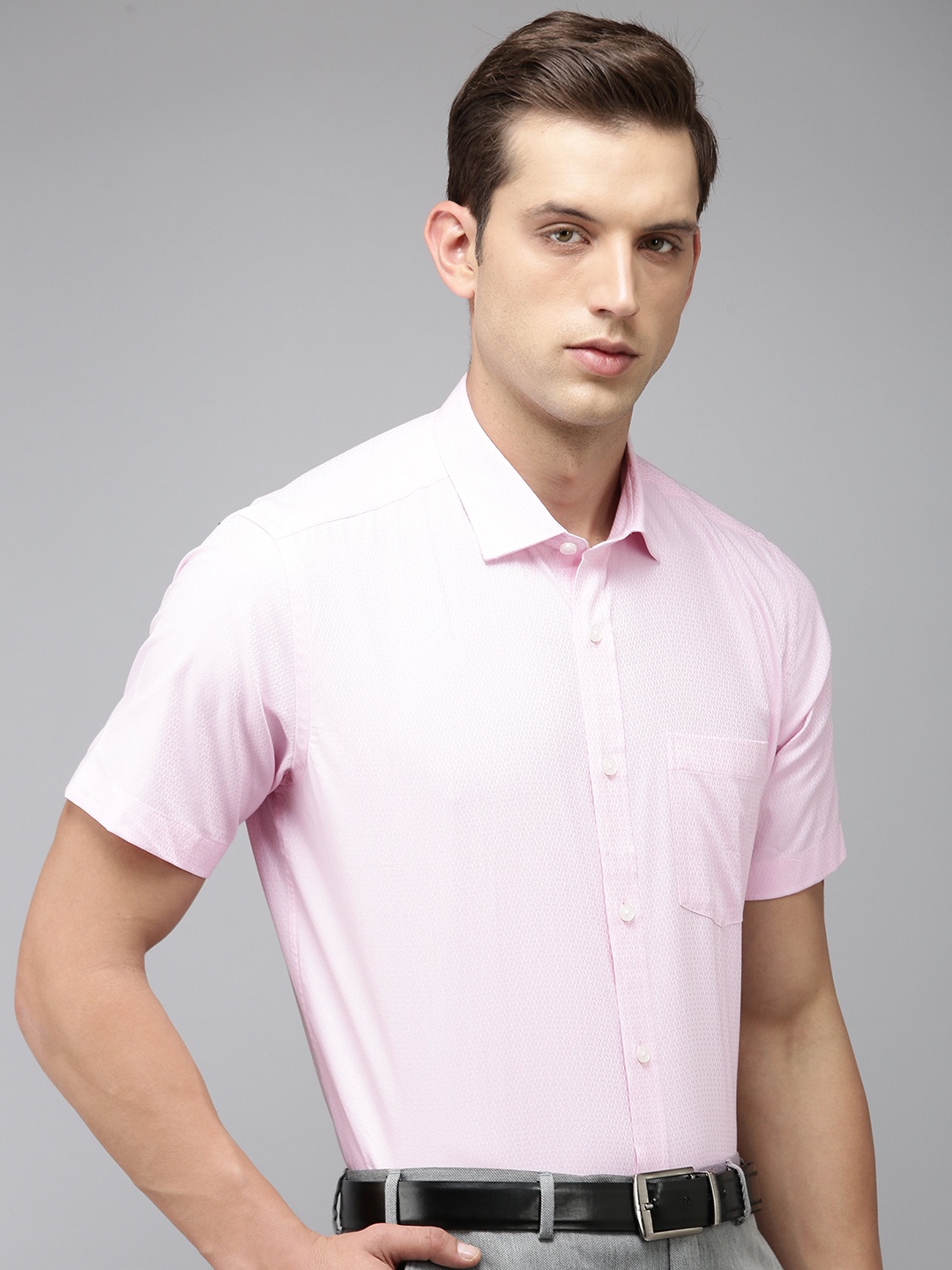 

Park Avenue Pure Cotton Self Design Textured Formal Shirt, Pink