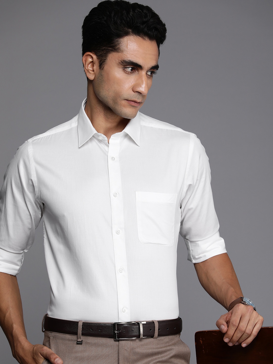 

Raymond Solid Slim Fit Pure Cotton Formal Shirt, White