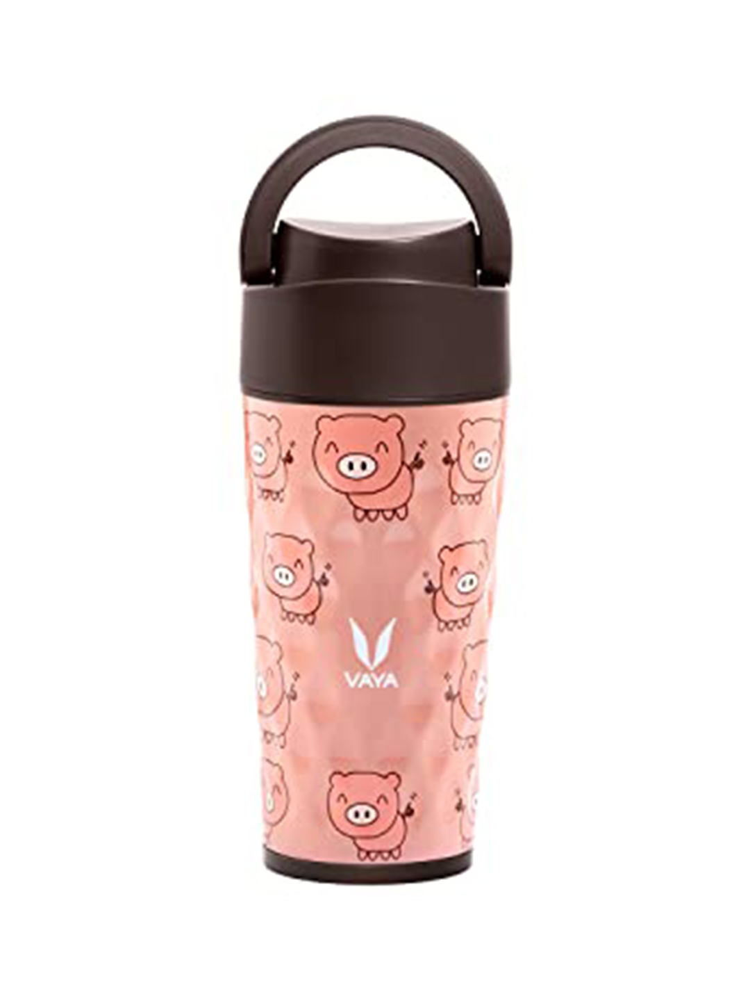 

Vaya Pink Printed Stainless Steel Water Bottle with Loop Lid 350ml