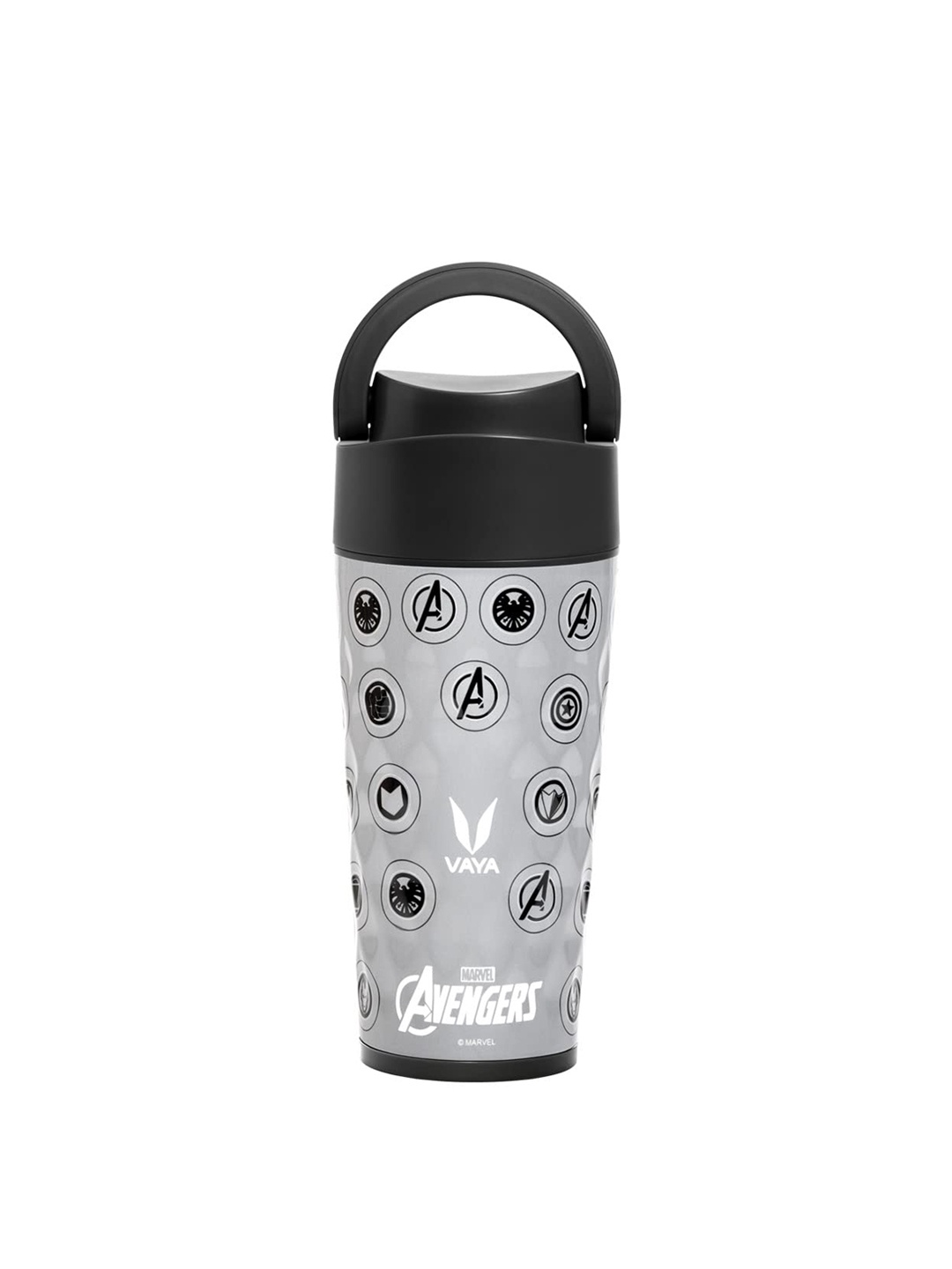 

Vaya DRYNK Grey Stainless Steel Cartoon Character Water Bottle with Loop Lid 350ml