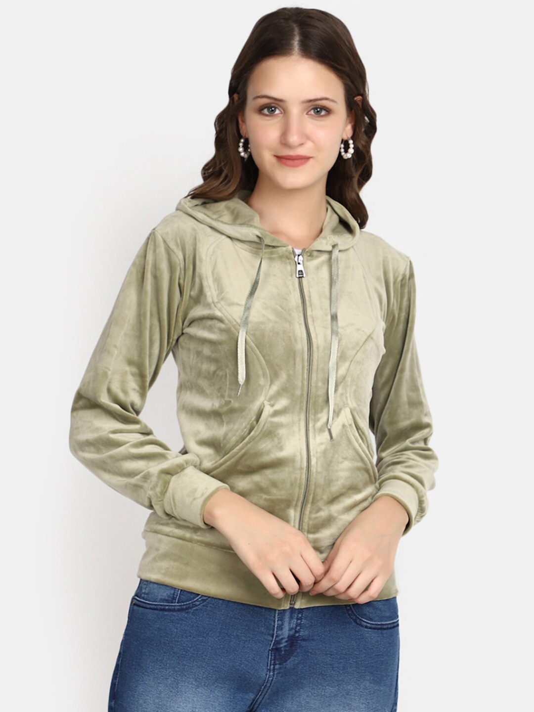 

V-Mart Hooded Front-Open Sweatshirt, Green