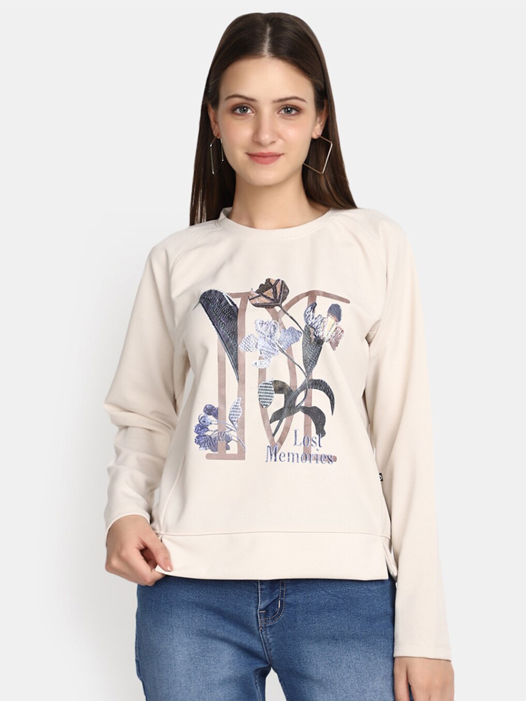 

V-Mart Graphic Printed Cotton Pullover, Beige