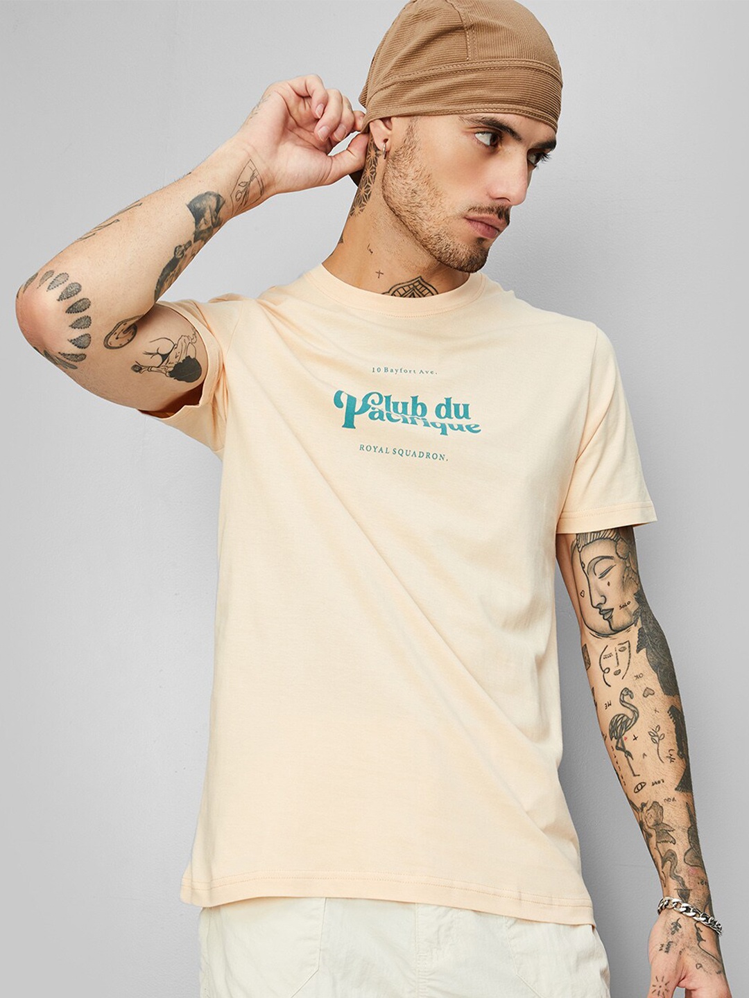 

max Typography Printed Cotton T-shirt, Pink