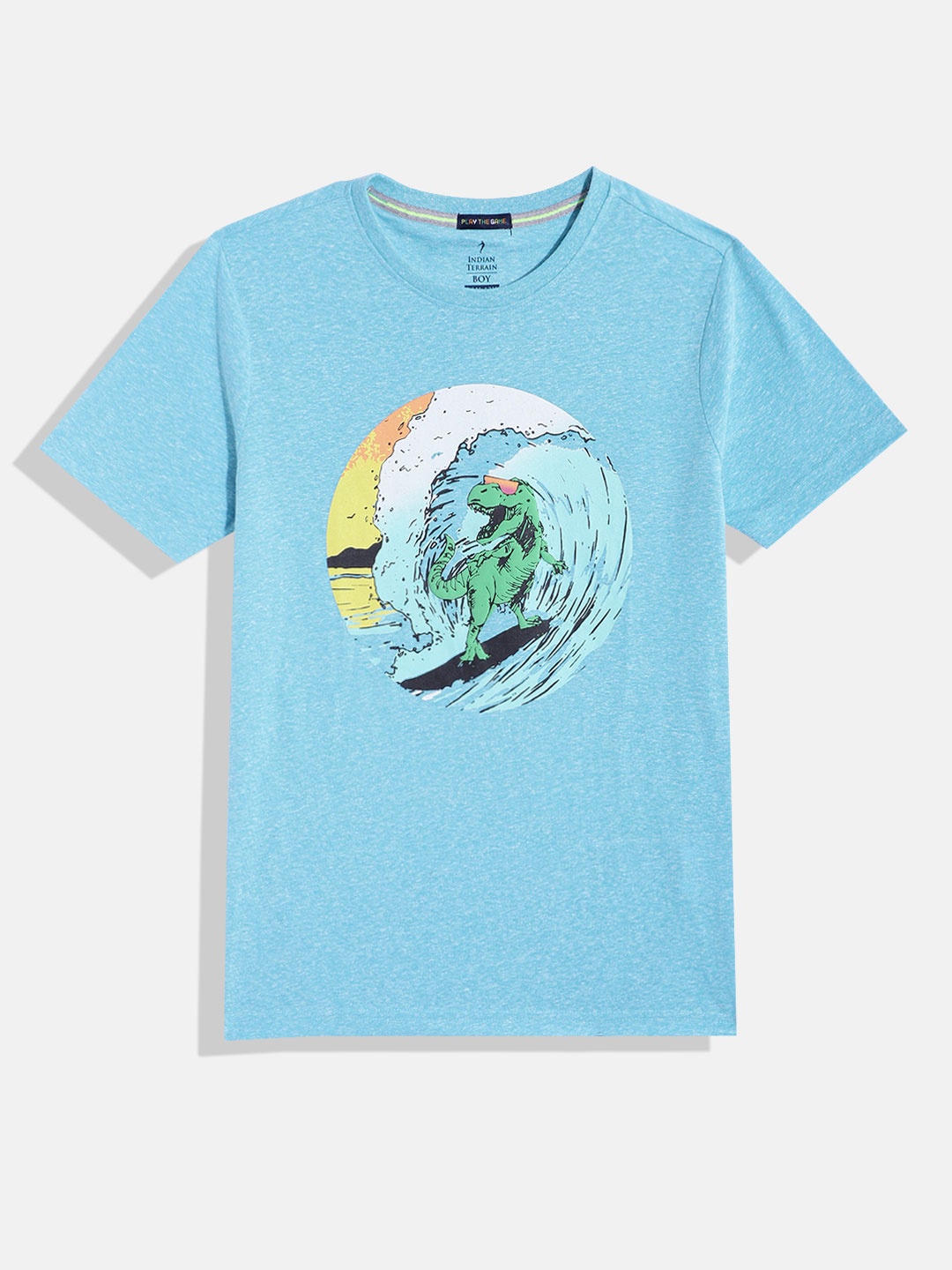 

Indian Terrain Boys Printed Pure Cotton T-shirt, Blue