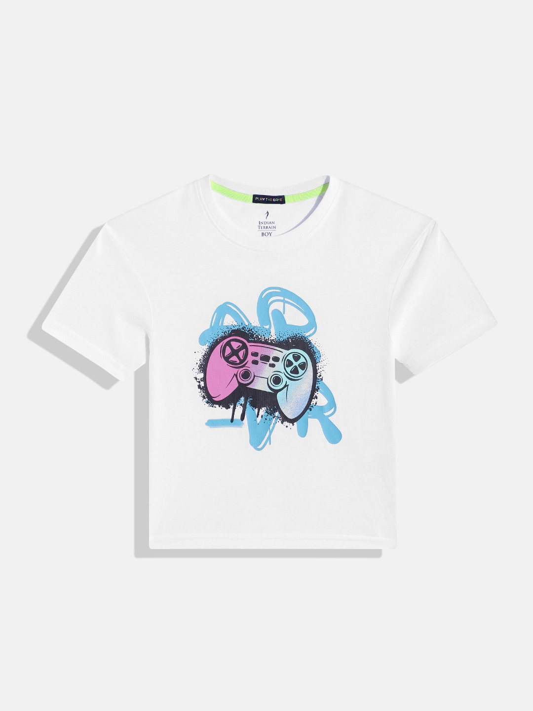 

Indian Terrain Boys Printed Pure Cotton T-shirt, White