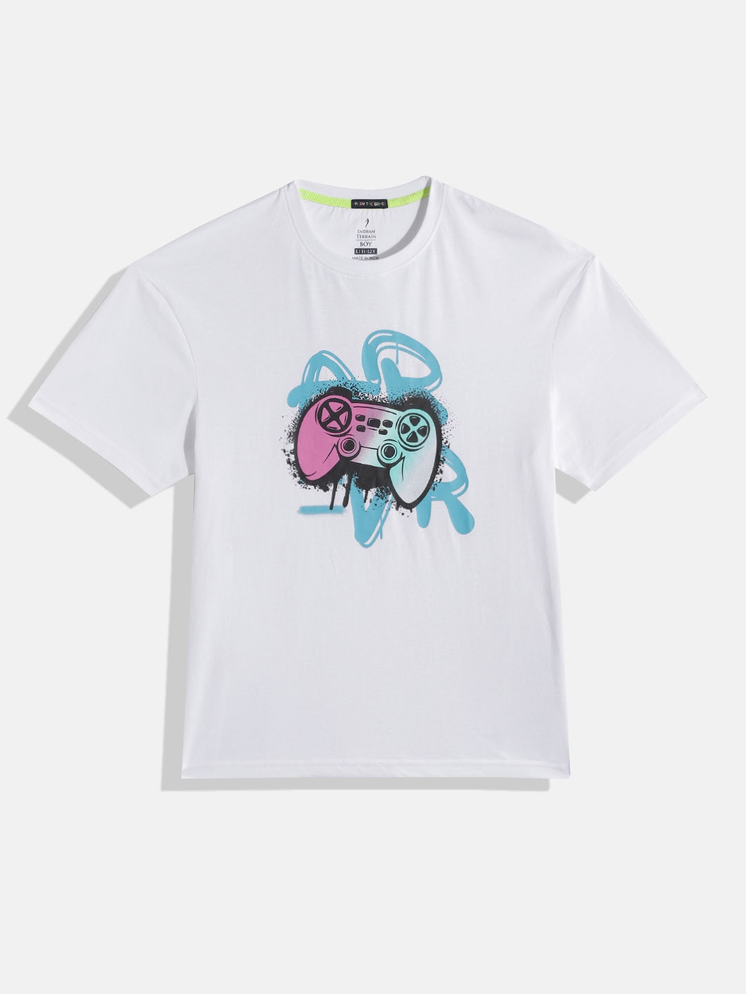 

Indian Terrain Boys Printed Pure Cotton T-shirt, White