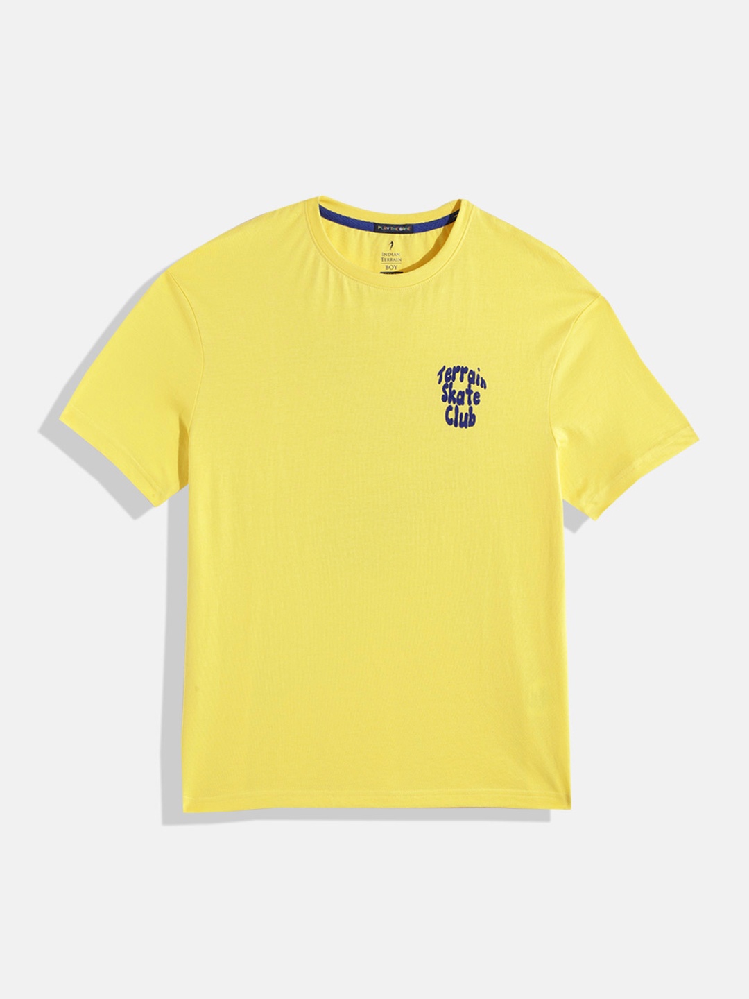 

Indian Terrain Boys Printed Back Pure Cotton T-shirt, Yellow