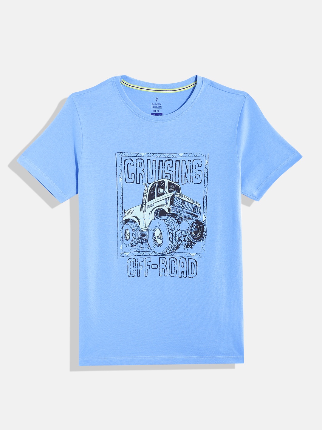 

Indian Terrain Boys Printed Pure Cotton T-shirt, Blue
