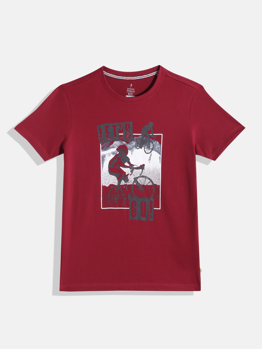 

Indian Terrain Boys Printed Pure Cotton T-shirt, Maroon