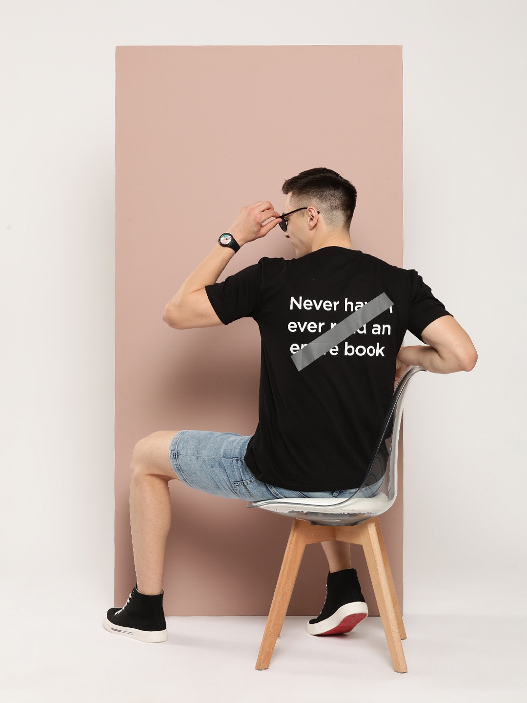 

Harvard Back Print Pure Cotton T-shirt, Black