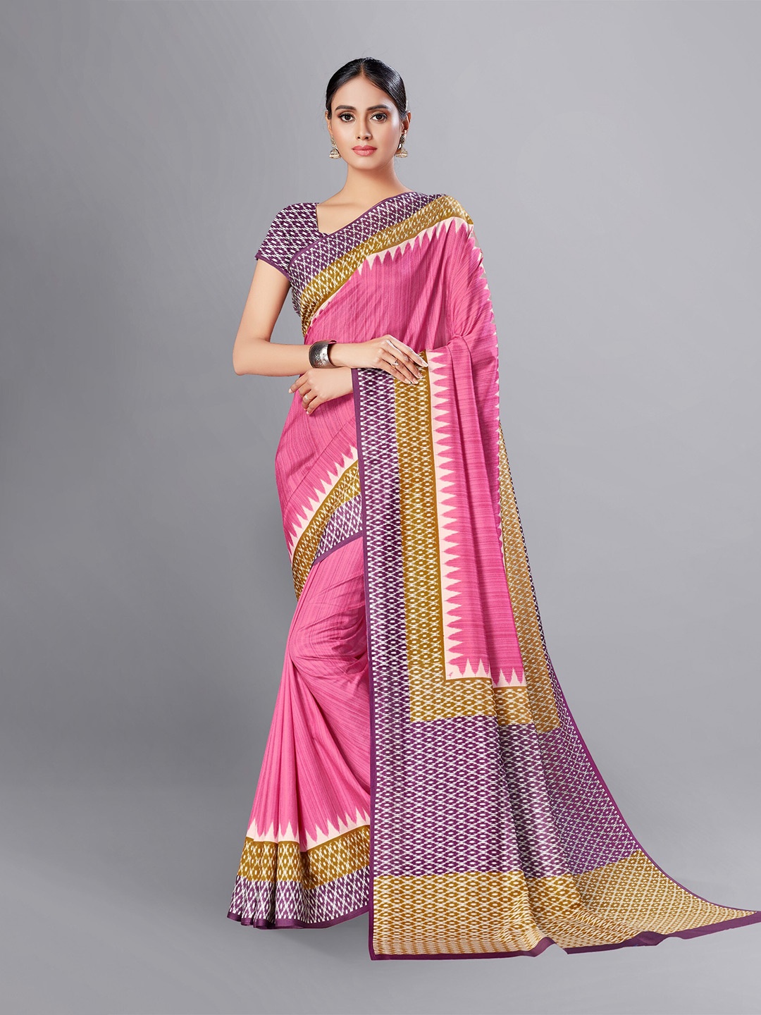 

VIMLA Striped Art Silk Mysore Silk Saree, Pink