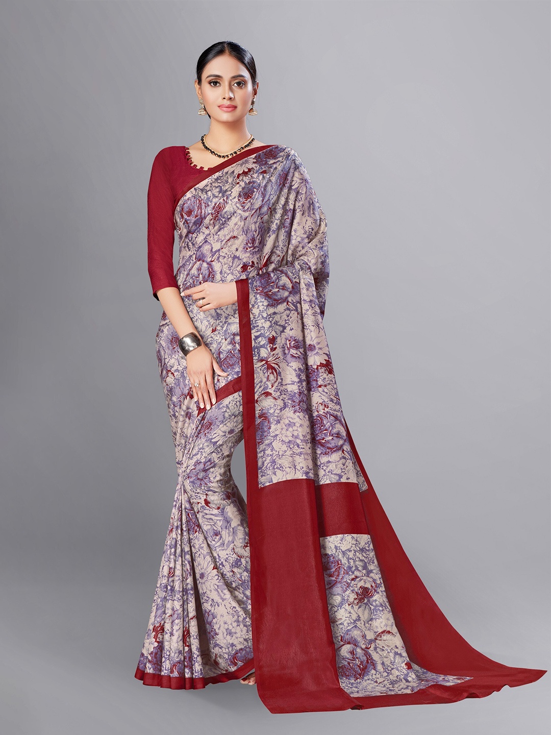 

VIMLA FLoral Printed Saree, Maroon