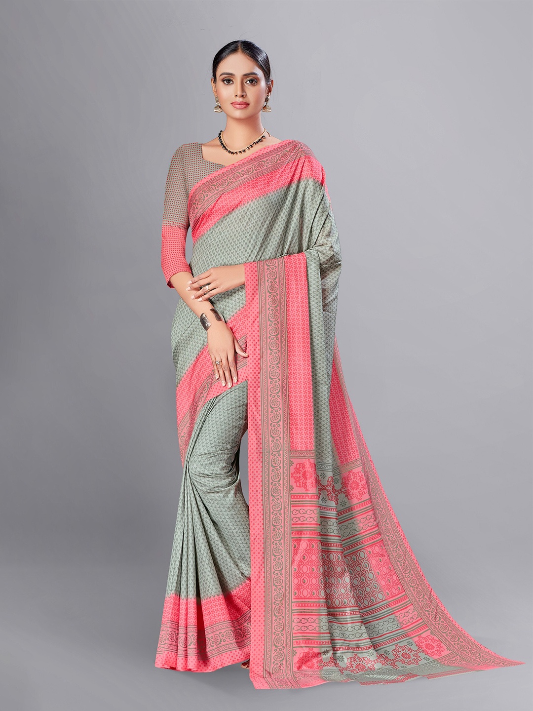 

VIMLA Ethnic Motifs Printed Saree, Grey