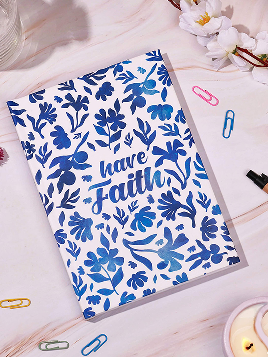 

Happening Hippo Have Faith Printed Diary Notebook- 222 Pages, White