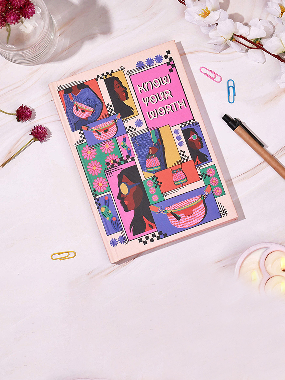 

Happening Hippo Multicoloured Matte Laminated Notebook Diary - 222 Pages, Pink