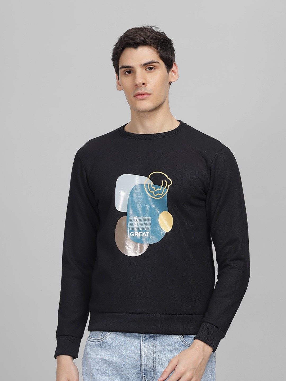 

Parcel Yard Anti Odour Printed Pullover Sweatshirt, Black