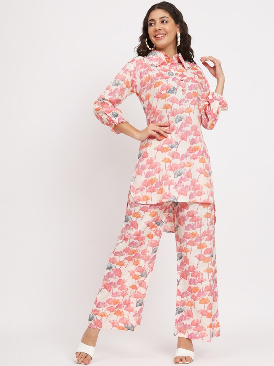 

SIDYAL Floral Printed Straight Kurta With Trouser, White