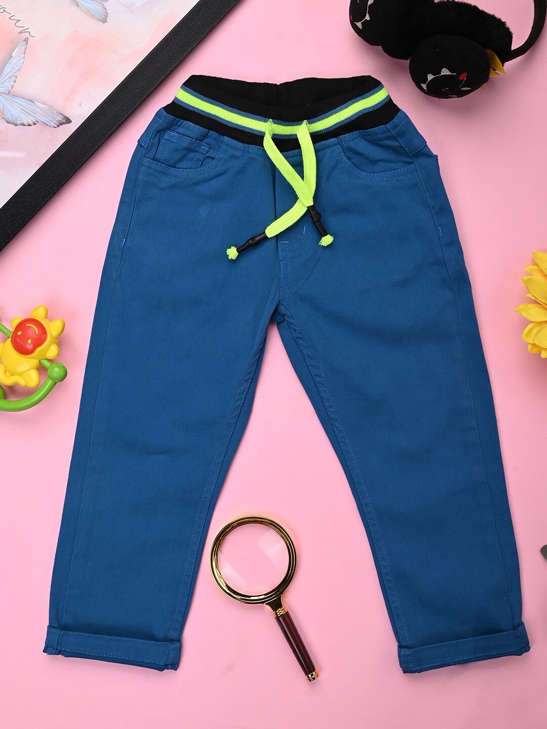 

V-Mart Boys Mid Rise Twill Cotton Trousers, Blue
