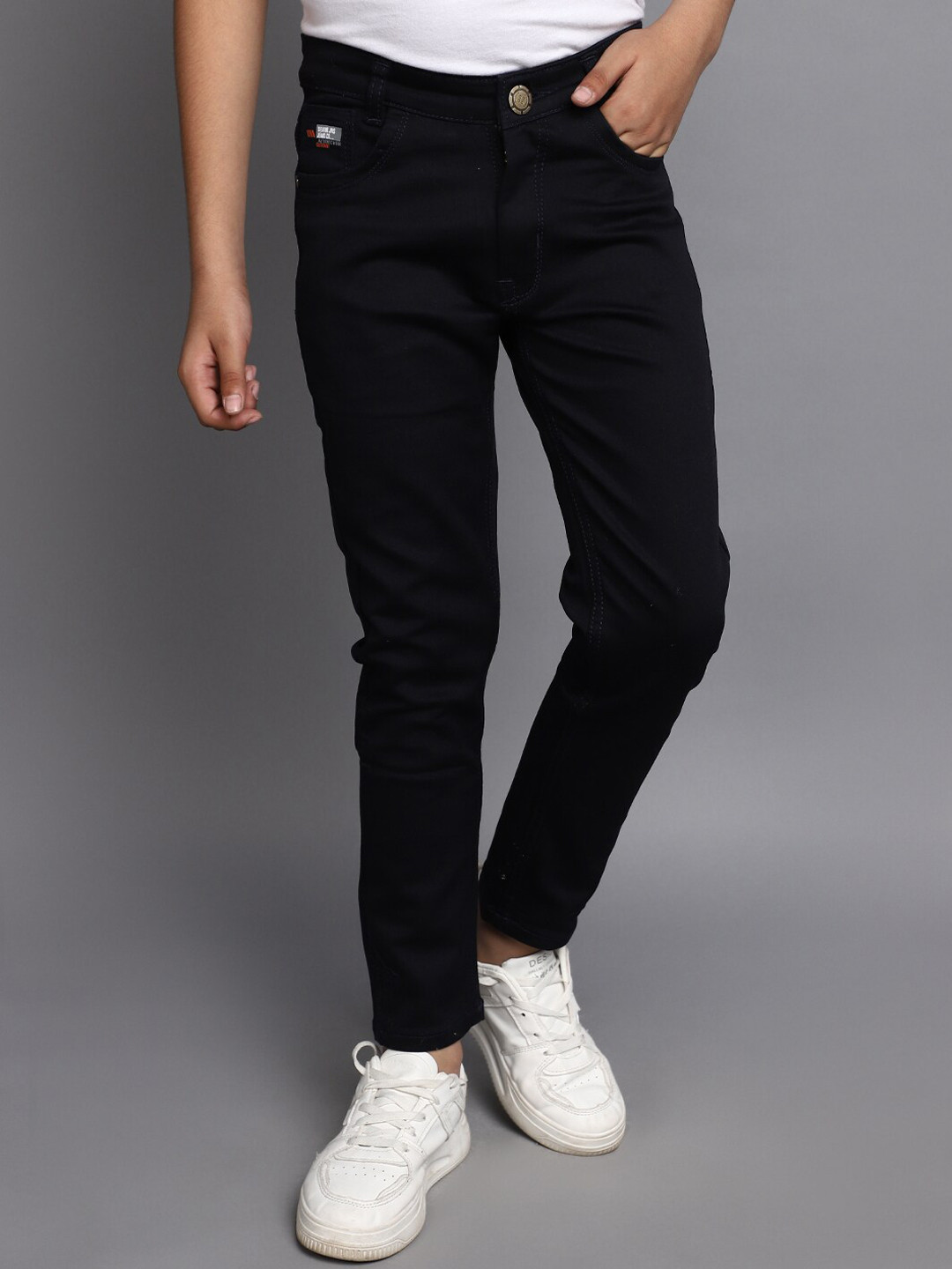 

V-Mart Boys Mid-Rise Casual Cotton Chinos Trousers, Navy blue