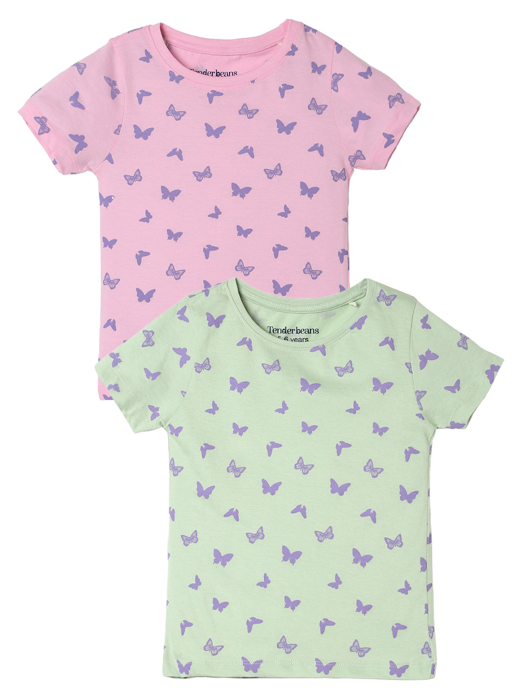 

UrbanMark Girls Pack Of 2 Conversational Printed Pure Cotton T-shirt, Pink