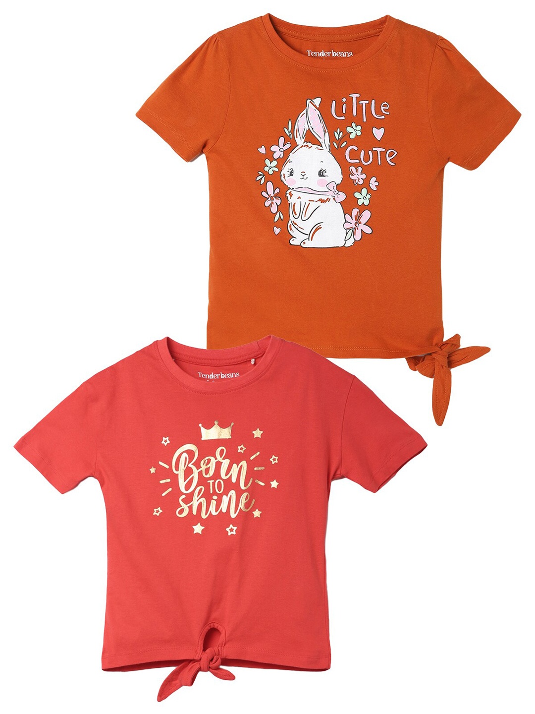 

UrbanMark Girls Pack Of 2 Cotton Regular T-shirt, Red