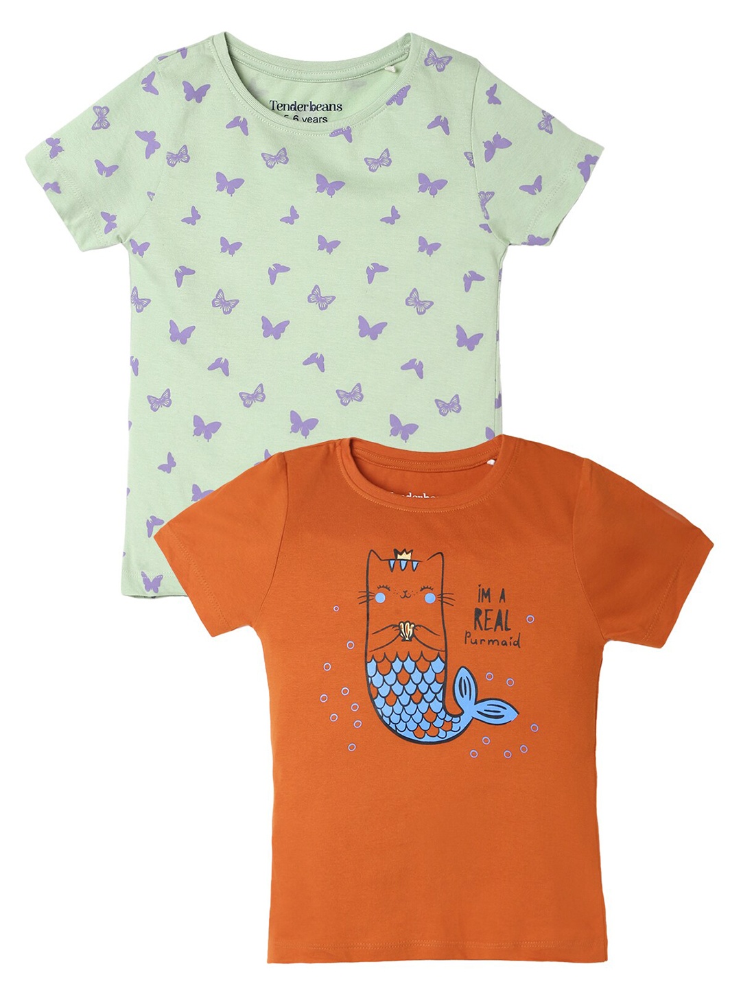 

UrbanMark Girls Pack Of 2 Cotton Regular T-shirt, Green