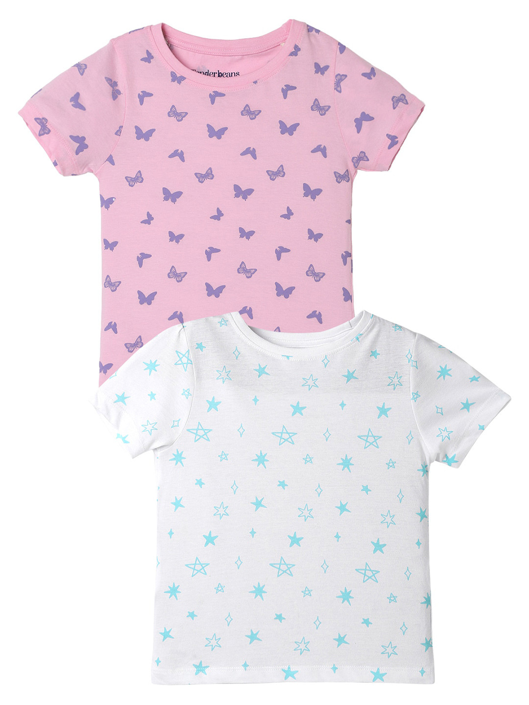 

UrbanMark Girls Pack of 2 Conversational Printed Cotton T-shirt, Pink