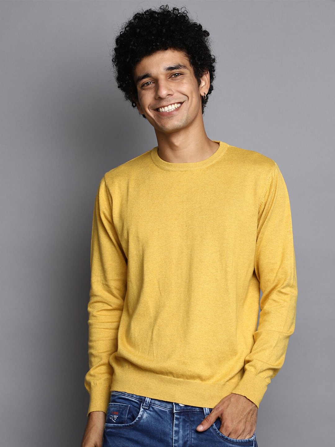 

V-Mart Round Neck Cotton Pullover, Yellow